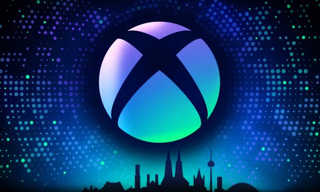 Xbox's gamescom logo with a city at the bottom.
